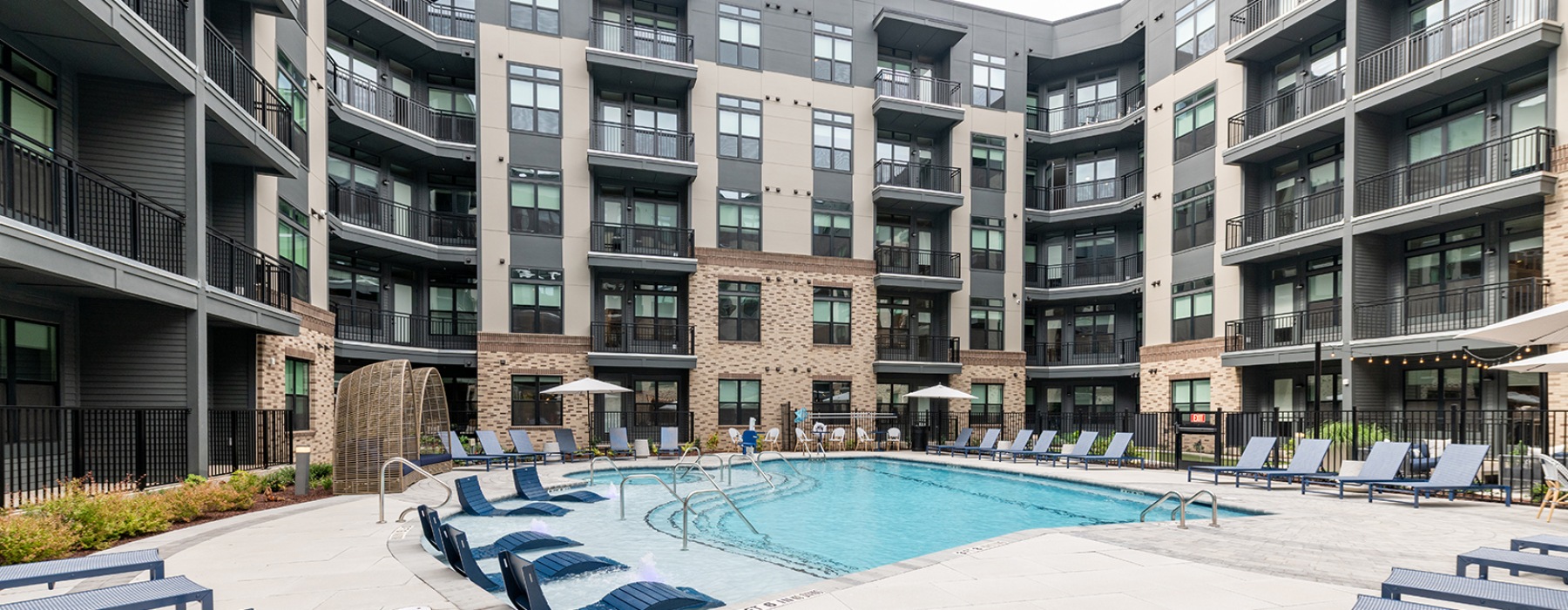pool behind a building